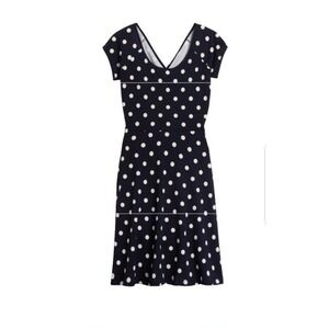 Gilli Dress Women's Small A-Line Sleeveless Above Knee Navy Blue White Polka Dot